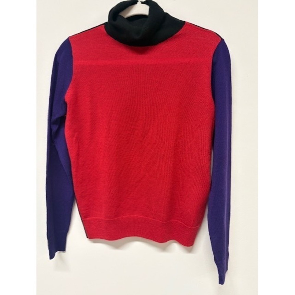 Armani Exchange Women's Medium Knit Sweater Merino Wool Red Black Purple  Luxury